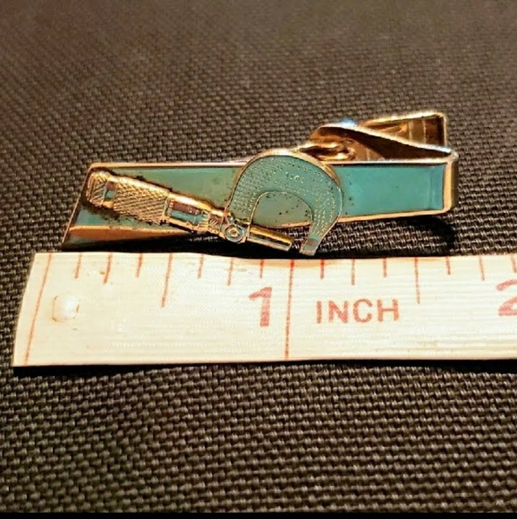 Vintage Unsigned Gold Tone Caliper Tool Tie Clip - Picture 2 of 6